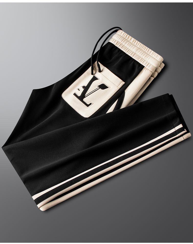 Luxury Side-Stripe Joggers for Men – Embroidered Logo with Premium Finish
