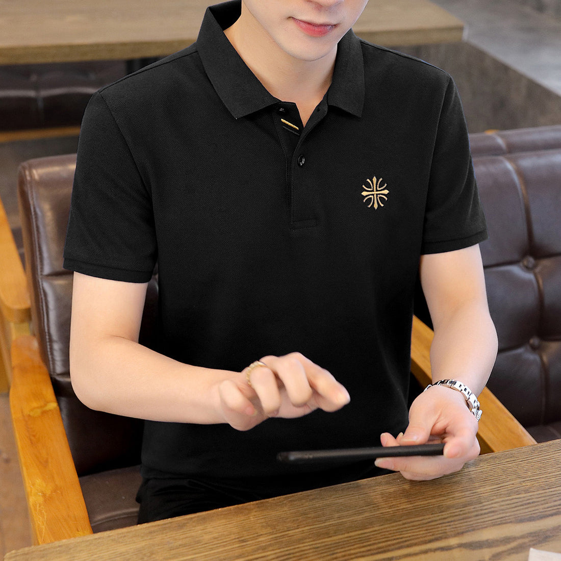 Premium Embroidered Collar Neck T-Shirt for Men