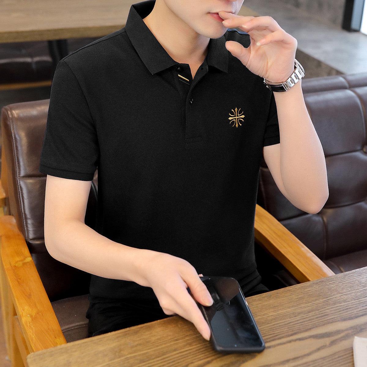 Premium Embroidered Collar Neck T-Shirt for Men