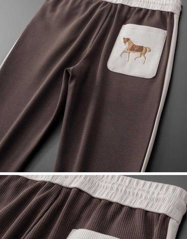 Effortless Style & Comfort Drawstring Pants with Stunning Embroidered Horse Accent