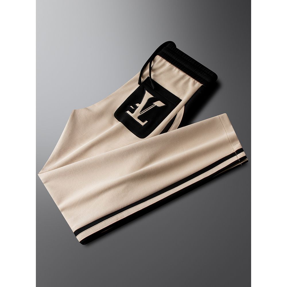 Luxury Side-Stripe Joggers for Men – Embroidered Logo with Premium Finish