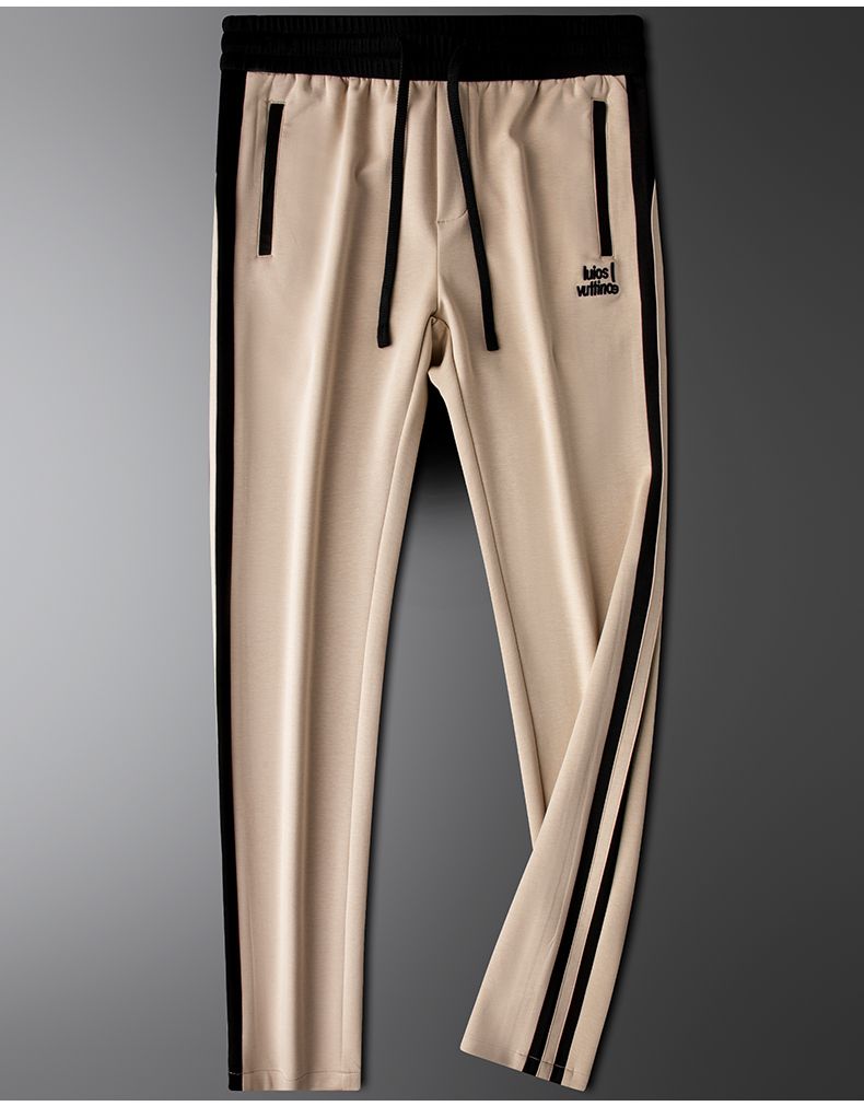Luxury Side-Stripe Joggers for Men – Embroidered Logo with Premium Finish