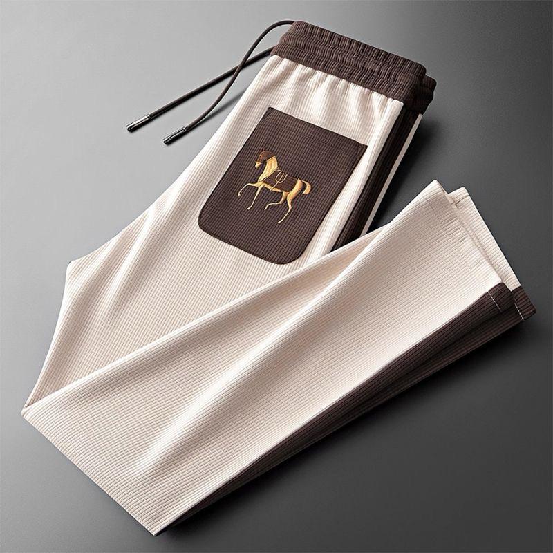 Effortless Style & Comfort Drawstring Pants with Stunning Embroidered Horse Accent