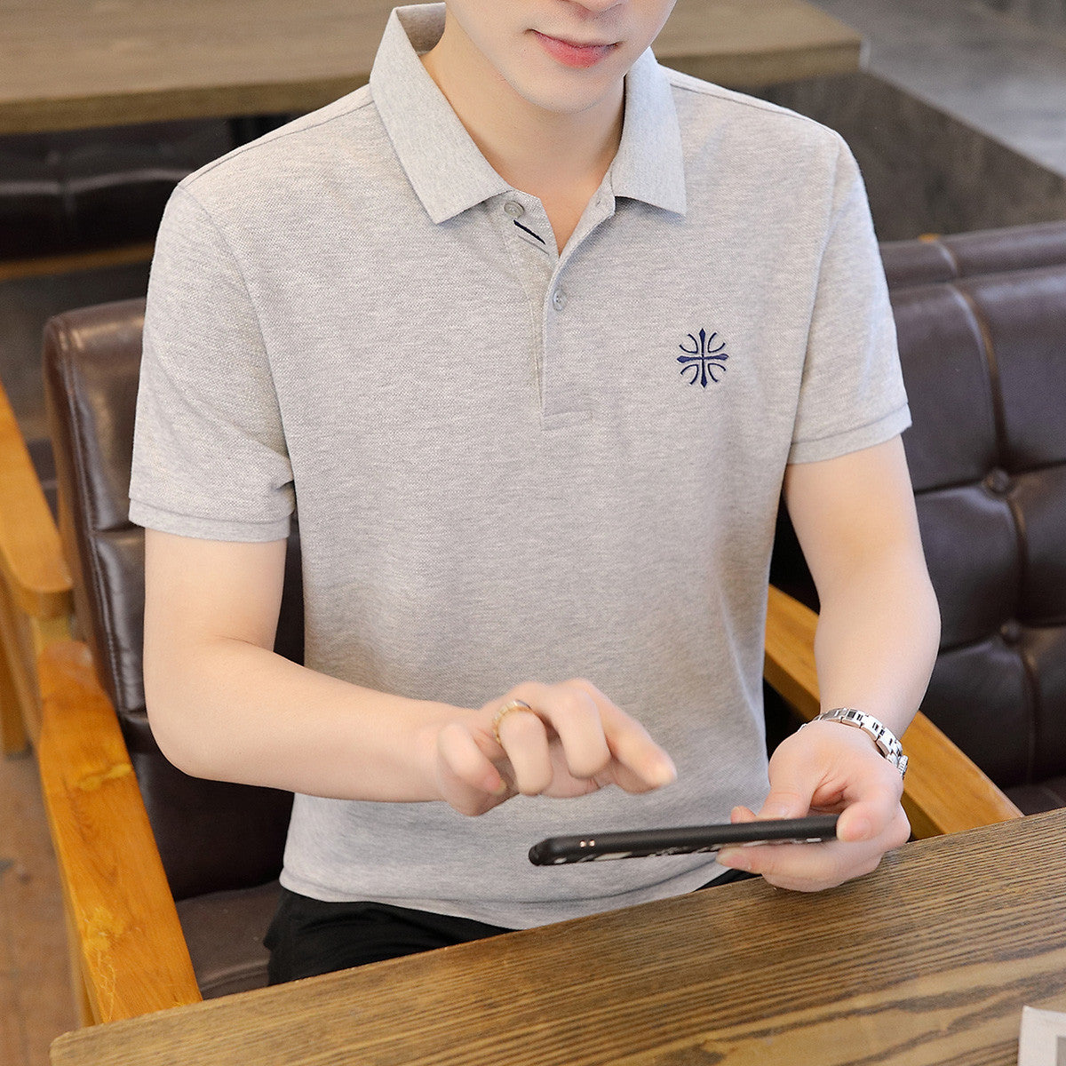 Premium Embroidered Collar Neck T-Shirt for Men