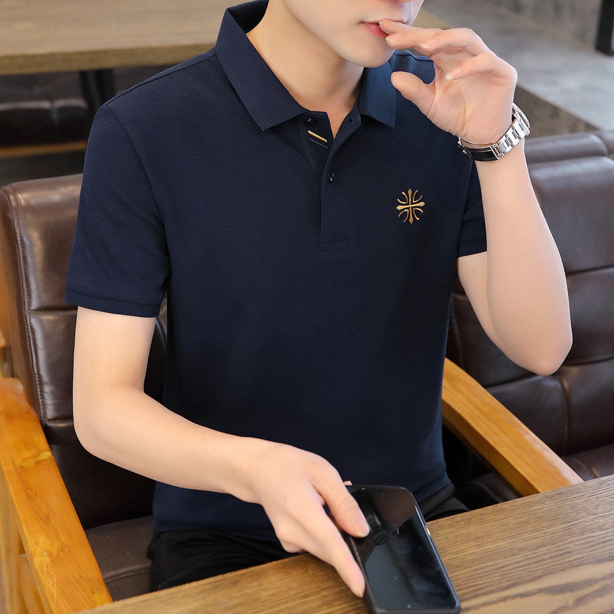 Premium Embroidered Collar Neck T-Shirt for Men