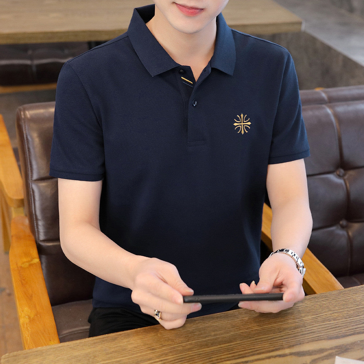 Premium Embroidered Collar Neck T-Shirt for Men