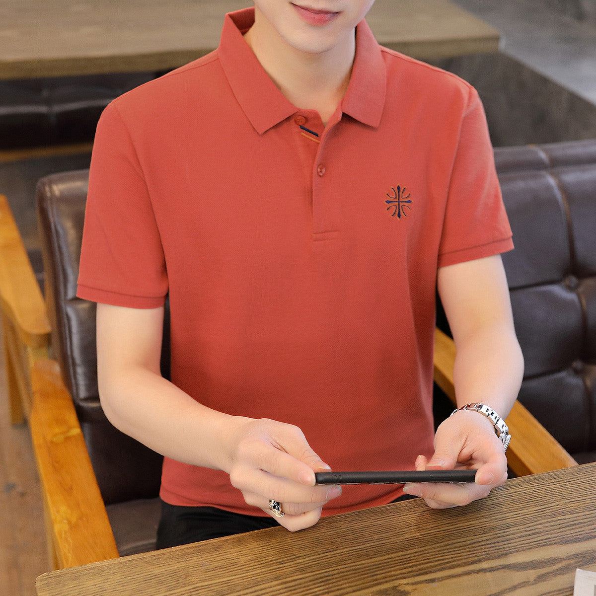 Premium Embroidered Collar Neck T-Shirt for Men