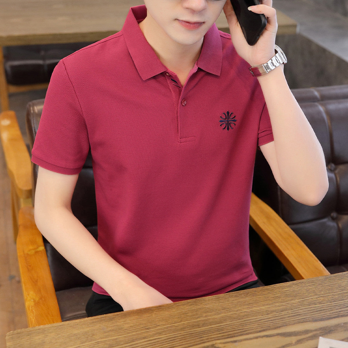 Premium Embroidered Collar Neck T-Shirt for Men