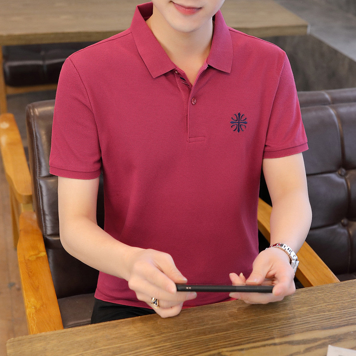 Premium Embroidered Collar Neck T-Shirt for Men