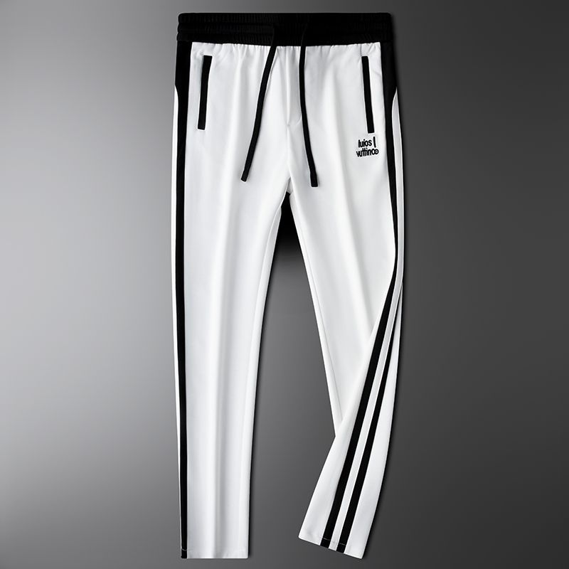 Luxury Side-Stripe Joggers for Men – Embroidered Logo with Premium Finish