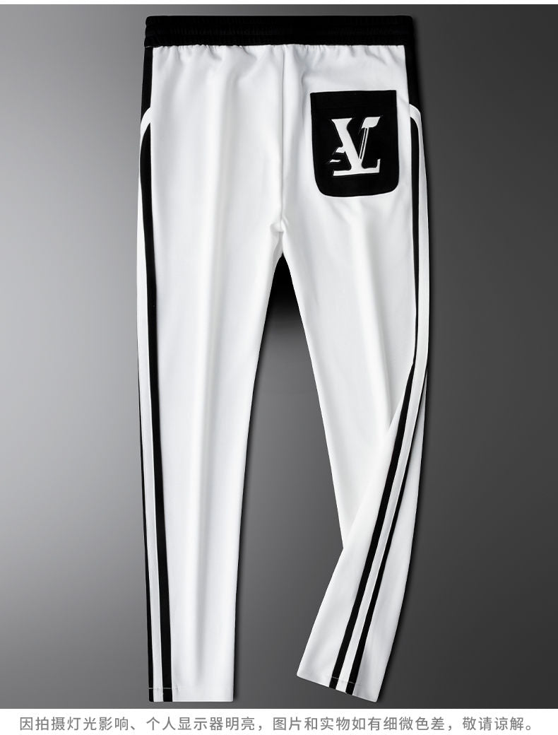 Luxury Side-Stripe Joggers for Men – Embroidered Logo with Premium Finish